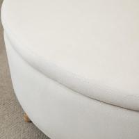 Taburete de Almacenamiento de Terciopelo Puff Tapizada con Tapa Extraíble Patas de Madera - details 7