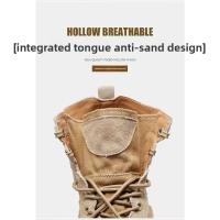 Zapatos de senderismo al aire libre para hombres y mujeres de piel de vaca, zapatos de viaje antideslizantes e impermeables, botas de desierto y zapatos de trabajo - details 1