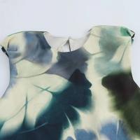 Vestido estampado de seda y satén con textura de temperamento de mujer europea y americana - details 3