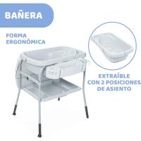 Bebé Ergonómica con Patas y Cambiador con Acolchado y Suave Reductor, Altura Regulable, Cierre Compacto, Organizador, 2 Ruedas, Máx. 11 Kg, Color Gris (Puntos), 1 Unidad - details 4
