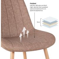 Juego de Sillas de Comedor ENA Latte Estilo Nórdico Vintage Asiento Acolchado, Respaldo Ergonómico, Diseño Elegante Color Beige Oscuro - details 7