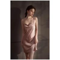 Camisón de Verano para Mujer Sin Espalda, Cuello Oscilante, Seda de Hielo, Pijama de Moda Grande, Sexy con Tirantes Finos - details 17
