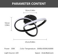 Plafón LED de Techo Creativo 30W 3375LM, GOECO, Aluminio Negro, 3000-6500K Dimmable, Lámpara de Techo Moderna para Sala de estar, Dormitorio, Comedor, 30*30*10 CM - details 2