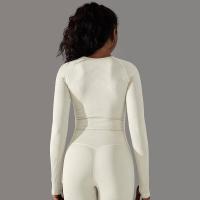 -Top Camisa deportiva de yoga de manga larga a rayas para mujer, sin costuras, que absorbe la humedad - details 31