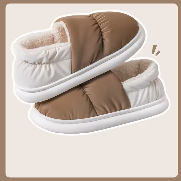 Zapatillas de casa de algodón para hombre y mujer, tela, transpirable, con tacón, cálidas, invierno - 1