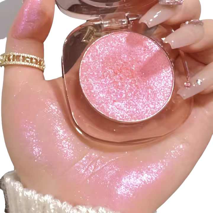 Resalador de Maquillaje Polarizado Rosa Brillo Fino para Mejillas y Ojos - 1