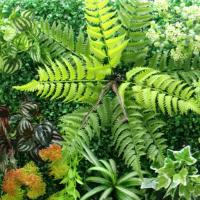 Paneles de pared de fondo de lata de plástico reutilizables artificiales, plantas verdes falsas, adornos decorativos para valla de jardín de casa - details 2