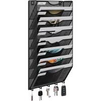 Soporte de Metal A4 con 8 Compartimentos Revistero Organizador de Pared para Oficina con 5 Ganchos - details 27