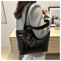 Moda señoras Tote bolsos de gran capacidad de algodón acolchado bolsa de compras rombo bolso portátil acolchado sólido para viajes de ocio - details 37