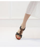Sandalias de cuña estilo étnico, novedad verano 2025, zapatos de playa bohemios con cuentas, sandalias romanas antideslizantes - details 9