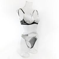 Lencería Sexy De Contraste Negro Y Blanco Conjunto De 2 Piezas Translúcido Con Bordado En Forma De Corazón Y Lazo Sujetador Y Brief Para Mujer - details 20