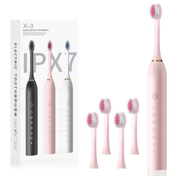 Cepillo de dientes eléctrico sónico IPX7, cabezal de cepillo DuPont resistente al agua, recargable por USB, limpieza de alta frecuencia, 6 modos de limpieza para adultos - 1