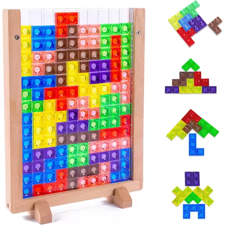 Juego de Acrílico Tetris Juguete Educativo de Cerebro Transparente 3D para Niños de 3 a 6 Años - 1