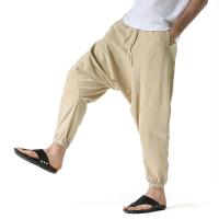 Pantalones de Lineno y Algodón para Hombres Pantalones Anchos Casuales con Cintura Baja - details 11