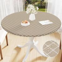 Olanli Redonda Mesa de comedor de cocina de boda marroquí impermeable y resistente al calor mantel de PVC de 60 pulgadas - details 12
