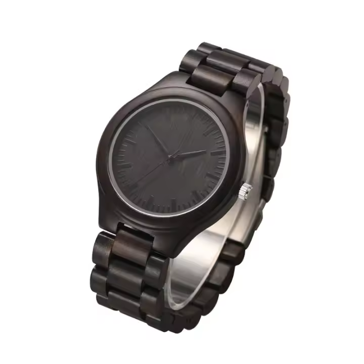 Reloj Mujer 2025 Diseño Nórdico en Ébano Tallado, Cuarzo Suizo, Pulsera de Sándalo Natural - 1