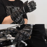 Guantes de carreras de cuero para motocicleta, Manoplas de fibra de carbono, usable, puño de protección - details 5