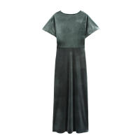 Vestido Vintage de Manga Corta con Estampado para Mujer Falda Larga, Ropa Informal con Volantes y Cuello en V Novedad de 2025 - details 1