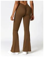 Pantalones de Yoga con Flecos en Forma de V para Mujeres Leggings de Cintura Alta y Pierna Ancha para Gimnasio y Deportes Pantalones de Baile - details 4