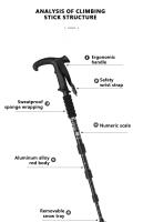 Palo De Caminar Plegable Portátil Para Senderismo Y Camping 4 Secciones Telescópicas De Aleación De Aluminio Con Punta De Acero Tungsteno Carbono Mango Antideslizante Para Ancianos - details 3