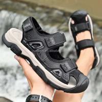 Nuevas sandalias de cuero de plena flor para hombre de alta calidad, talla 46, parte superior de seguridad con punta cerrada, zapatos de gamuza para exteriores, OEM de playa - details 9