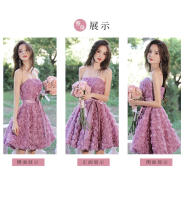 Vestido de noche corto para banquete, fiesta de cumpleaños para mujer, vestido de alta sociedad francés sin tirantes ligero de lujo - details 4