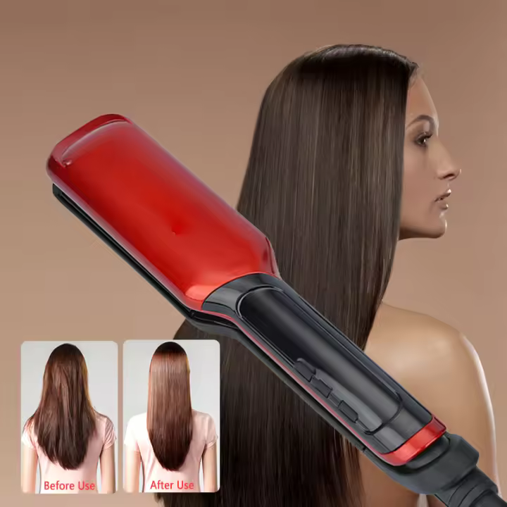 Plancha de pelo profesional Kemei, plancha con pantalla LED, plancha plana de cerámica, placas anchas, Chapinha Para Cabelo, temperatura ajustable - 1