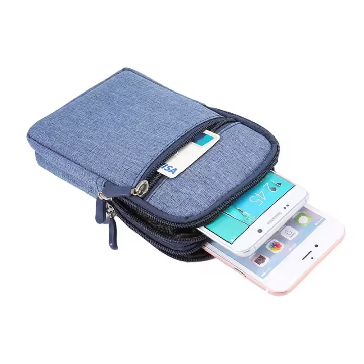 Riñonera con cinturón fijo, bolsa de lona para teléfono al aire libre, monedero de almacenamiento - 1