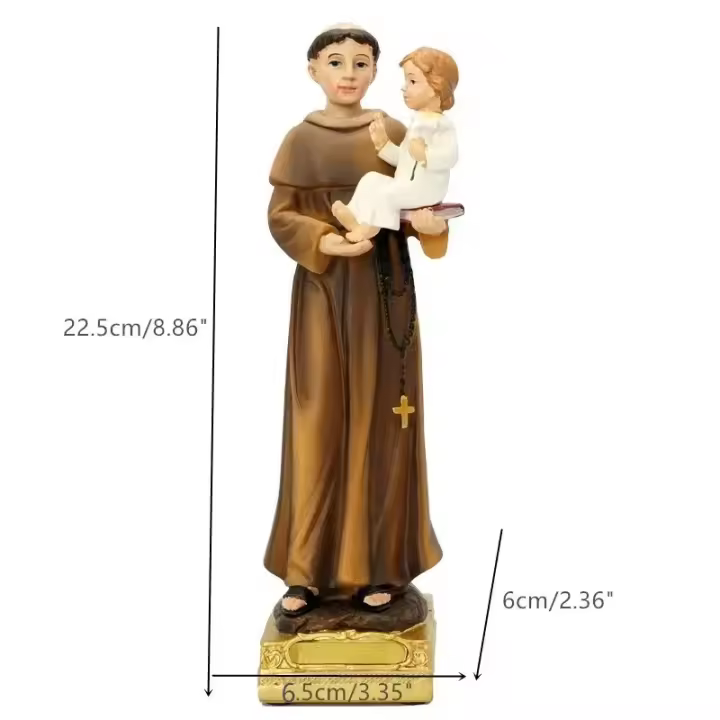 Estatua de San Antonio Arte de Resina para Decoración del Hogar Ornamento de Plegaria de la Familia Católica - 1