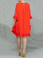 Elegante Vestido Midi Rosa para Fiestas y Noches Moda Primavera-Verano Casual con Mangas Cortas - details 2
