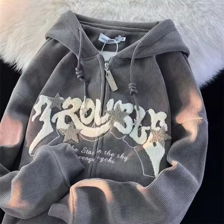 Sudadera con Capucha Gráfica Retro Americana 2024 Top de Calle Vintage - 1