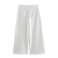 OUWU-Novedad de pantalones largos blancos Wo, Chaqueta corta sin mangas con solapa, Tops, Pantalones de pierna ancha, Conjuntos de 2 piezas, Tres conjuntos elegantes para - details 3