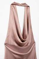 Vestido largo de satén sin mangas para mujer, casual Tre con escote grande y espalda abierta, fruncido, verano - details 13
