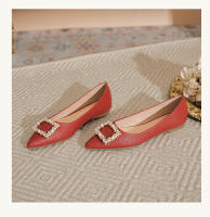 Zapatos planos de mujer estilo francés, 2025, nuevo estilo de hadas, perla, hebilla cuadrada, punta puntiaguda, boca poco profunda, no cansan los pies, zapatos individuales. - details 16