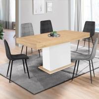 Mesa de comedor extensible rectangular para 6-10 personas, madera y blanco, 160-200 cm - details 5