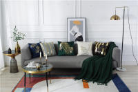 Fundas de Almohada de Terciopelo Dorado con Patrón de Geometría Diseño de Hoja de Ginkgo y Tijeras de Zebra Decoración Moderna para el Hogar - details 0