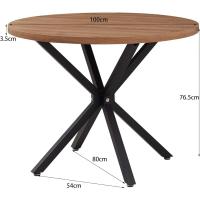 Juego de Comedor de Mesa Redonda 100cm con 4 Sillas Conjunto de Mesa y Sillas de Comedor, Cocina y Salón (Madera Oscura+Marrón Claro (PU)) - details 5