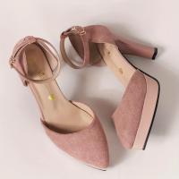 Zapatos De Tacón Alto con Plataforma Para mujer, Sandalias De Punta Abierta Y Correa De Tobillo De Color Sólido - details 9