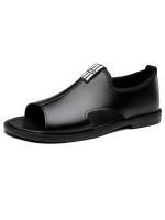Sandalias romanas de cuero con punta abierta, transpirables y huecas para hombre, de verano 2025, con suela suave y superficie suave. - details 4