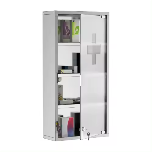 botiquín botiquín de primeros auxilios con cerradura acero inoxidable 30 x 12 x 60 cm - 1