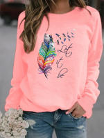 Printed Hoodies Women Fleece Long Sleeve O Neck Loose Sweatshirt Girls Women Hoodie Pullovers - details 2