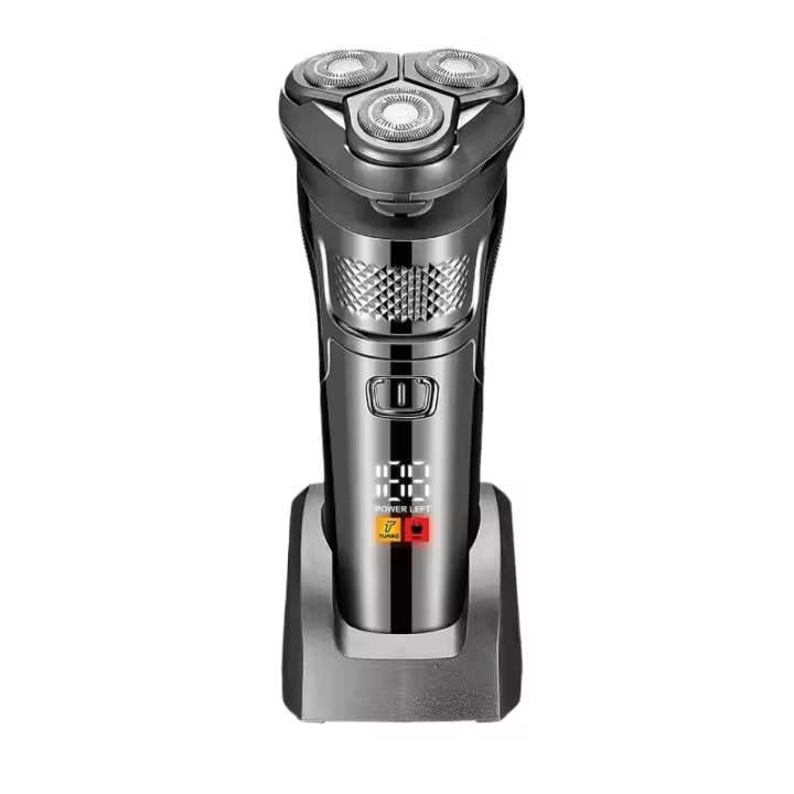 Maquinilla de Afeitar Eléctrica con Pantalla Digital Portátil, Lavable, Tres Cuchillos, Cabeza Flotante para Hombres - 1