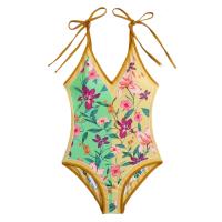 Traje de Baño Vintage con Estampado de Doble Cara para Mujer Traje de Playa Sexy de Una Pieza - details 0