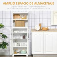 Cocina Comedor Cocina 4 Puertas 2 Estantes Abiertos y Estante Ajustable Salón 60x30x162 cm Blanco - details 3