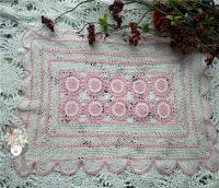 Mantel de crochet de algodón de color Junwell, funda de sofá con lámpara, posavasos ENCE hecho a mano, rosa de granja clásica en 3D, 45 cm - details 5