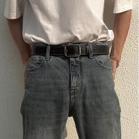 Cinturón de cuero con hebilla de Pin para hombre, correa de cintura delgada, cinturones de vestir para pantalones, decoración de cintura versátil, diseño de lujo, marca - details 4