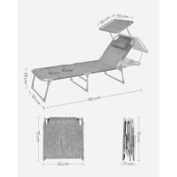 Silla de Sentado al Aire Libre Ajustable Plegable, 193 x 53 x 29 cm, Capacidad de 150 kg, con Parasol, reposacabezas, Respaldo - details 20