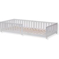 Cama de Madera Maciza de Pino Montessori 90 x 200 cm Blanco Protección contra Caídas y Somier - details 0