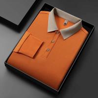Nuevo polo de negocios informal de manga larga de color sólido para hombre, un top versátil que está a la moda, cálido y cómodo para - details 6