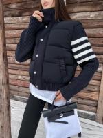 Chaqueta de Pato de Down Blanco de Punto de Diseño Nuevo Abrigo Corto Engrosado para Mujer en Invierno Moda de Viento y Lluvia - details 4